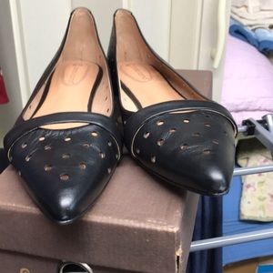 Corso Como Black Leather Perforated Flats 10